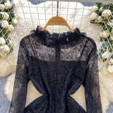 Green Embroidered Flared Mini Dress