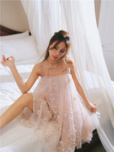 Zola Pink Flower Embroidered Loose doll Party Dress