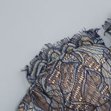 Shnovia Blue Strapless Embroidered Lace Maxi Dress With Gloves