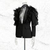 ashley Ruffle embellished Blazer in black