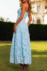 samantha Hollow Out Sleeveless maxi Dress in blue