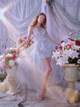 Vivi Light Blue Sleeveless Chiffon Banquet Dress