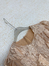 elvira Sequin lace crochet patchwork mesh maxi dress in brown