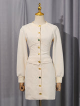 tabitha Embellished Button Co-ord Set – Ivoire