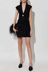 sabrina black v-neck mini Dress with shimmering sequins