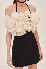 rosemary Ruffle backless Mini Dress in black