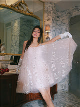 Zola Pink Flower Embroidered Loose doll Party Dress