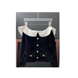 Chenille Knit Off-the-Shoulder Top in black