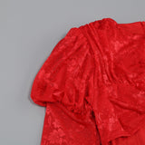 Dariel Floral Jacquard Cutout Draped Mini Dress - Red