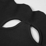 lara cutout backless Halter bandage maxi dress in black