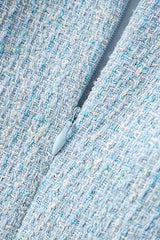 halter neck tweed vest mini dress in blue