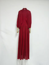 leona red Draped Cape Sleeve Knit Maxi Dress