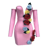 Eigra 3d Flower Tube Top Mini Dress