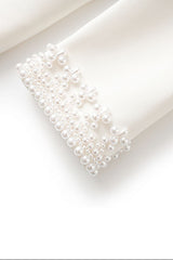 Beaded cuffs long sleeve mini dress in white