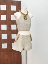 evangeline Sequin Top in apricot