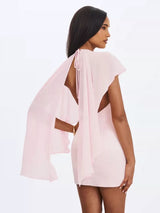 wendy cape  bodycon mini dress - pink