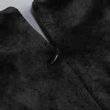 victoria Bow Cascade Velvet Maxi Dress in black