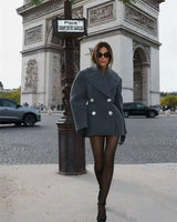 rosemary peacoat in wool in gray