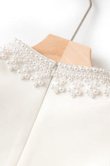 Beaded cuffs long sleeve mini dress in white