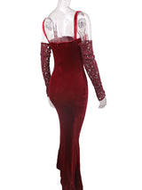 VELVET MAXI DRESS IN WINE