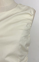 jenny ruched a-line sleeveless midi dress in apricot