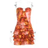 nelly Floral print layer mini dress - orange