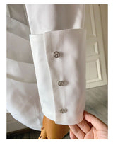 alyssa Deep V See-Through Fishbone Pleated Hip blazer mini dress in white