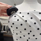 Polka Dot Strapless flower Corset Puff Mini Dress In white