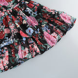 basia floral print ruffle trim hem puff mini dress