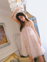 Zola Pink Flower Embroidered Loose doll Party Dress