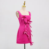 Bethany 3d flower sleeveless Mini Dress In Purple