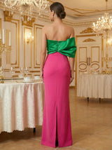 josephine fishtail strapless maxi dress - Green & Fuchsia