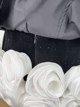 doris 3d flower Sequin Strapless Mini Dress in black