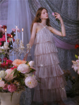 Mera Sleeveless Diamond Chain Cake evening Dress