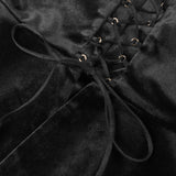 Petal-layered velvet top mini skirt suit without glove - black/white