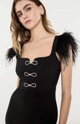 josephine Bows High Slit Diamond Bandage Midi Dress