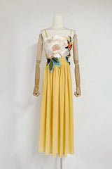 joann Appliqué Camellia Floral Maxi Dress in yellow