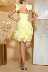 georgia Ruffled bud mini dress in yellow