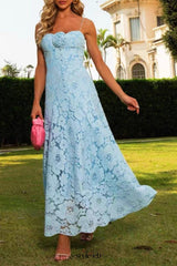 samantha Hollow Out Sleeveless maxi Dress in blue