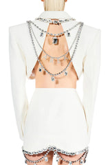 Sabine crystal-embellished jacket & skirt matching set