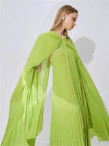 alyssa pleated grass green maxi dress