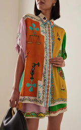 lesley Patterned Silk Shorts shirt set