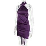 WRAP NECK DRESS IN NIGHT SHADE