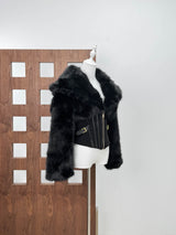 adelaide Faux Fur Corset Jacket in black