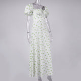 WHITE VINTAGE FLORAL PUFF SLEEVE MIDI DRESS