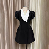 aaliyah v-neck a-line mini dress in black