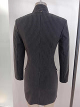 priscilla v-neck stripe mini blazer dress in black