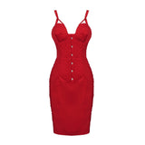 katherine satin bodycon corset mini dress in red