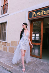 Vivi Light Blue Sleeveless Chiffon Banquet Dress