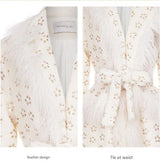 Retro Square Collar Plant and Flower Tie Coat